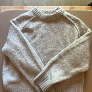 Women Top Shop Crewneck Sweater in Light Grey - Soft Wool Blend